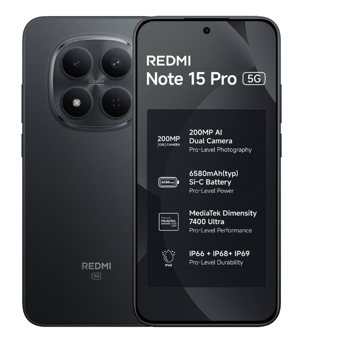 Xiaomi Redmi Note 15 Pro Plus 5G 256GB/8GB RAM Black Dual Sim Global Version
